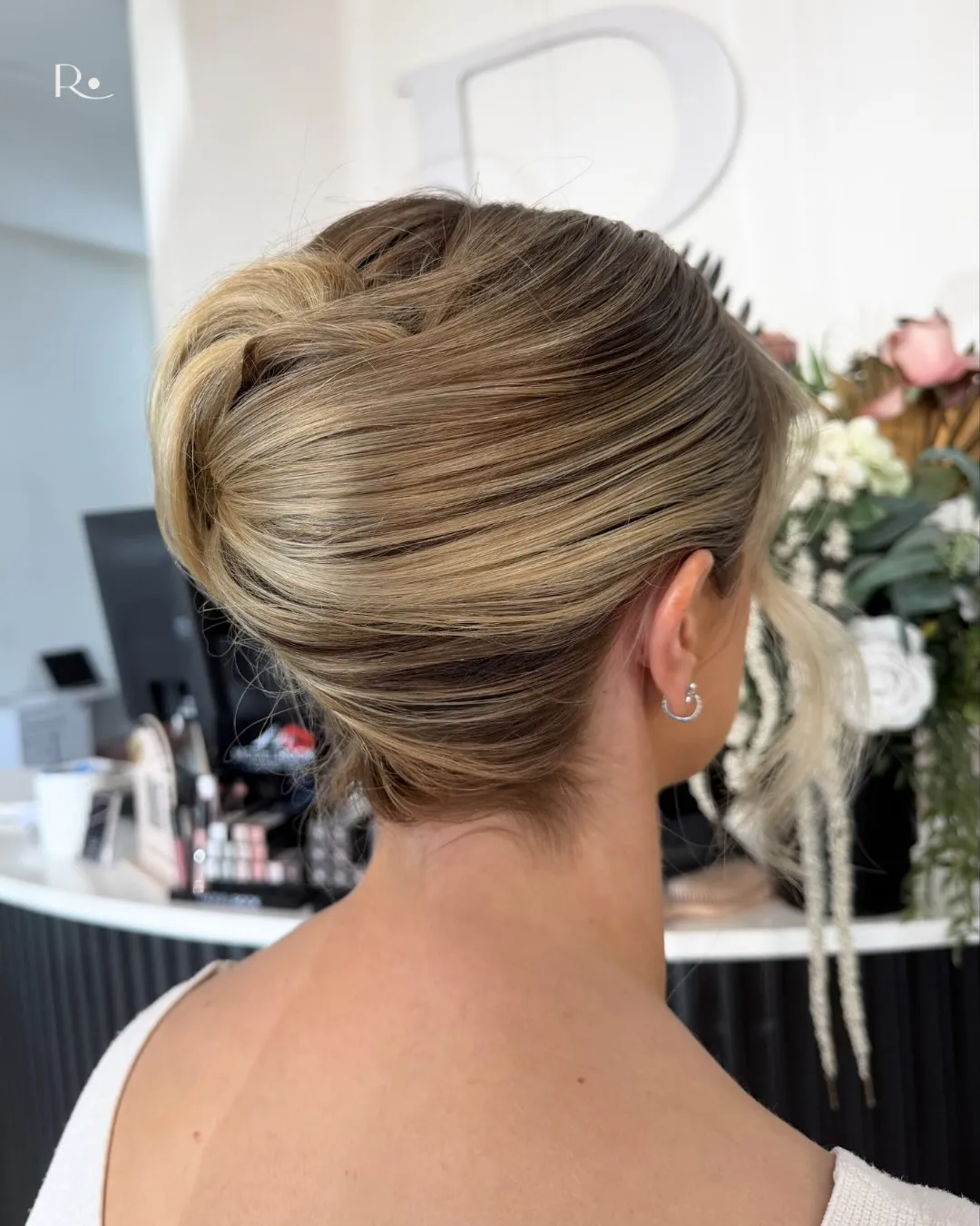 Sculpted french roll bridal upstyle created at Runway Tamworth