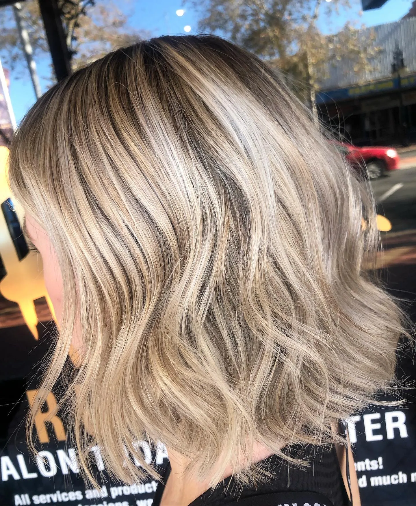 Fresh blunt blonde lob cut and styled at Runway Tamworth