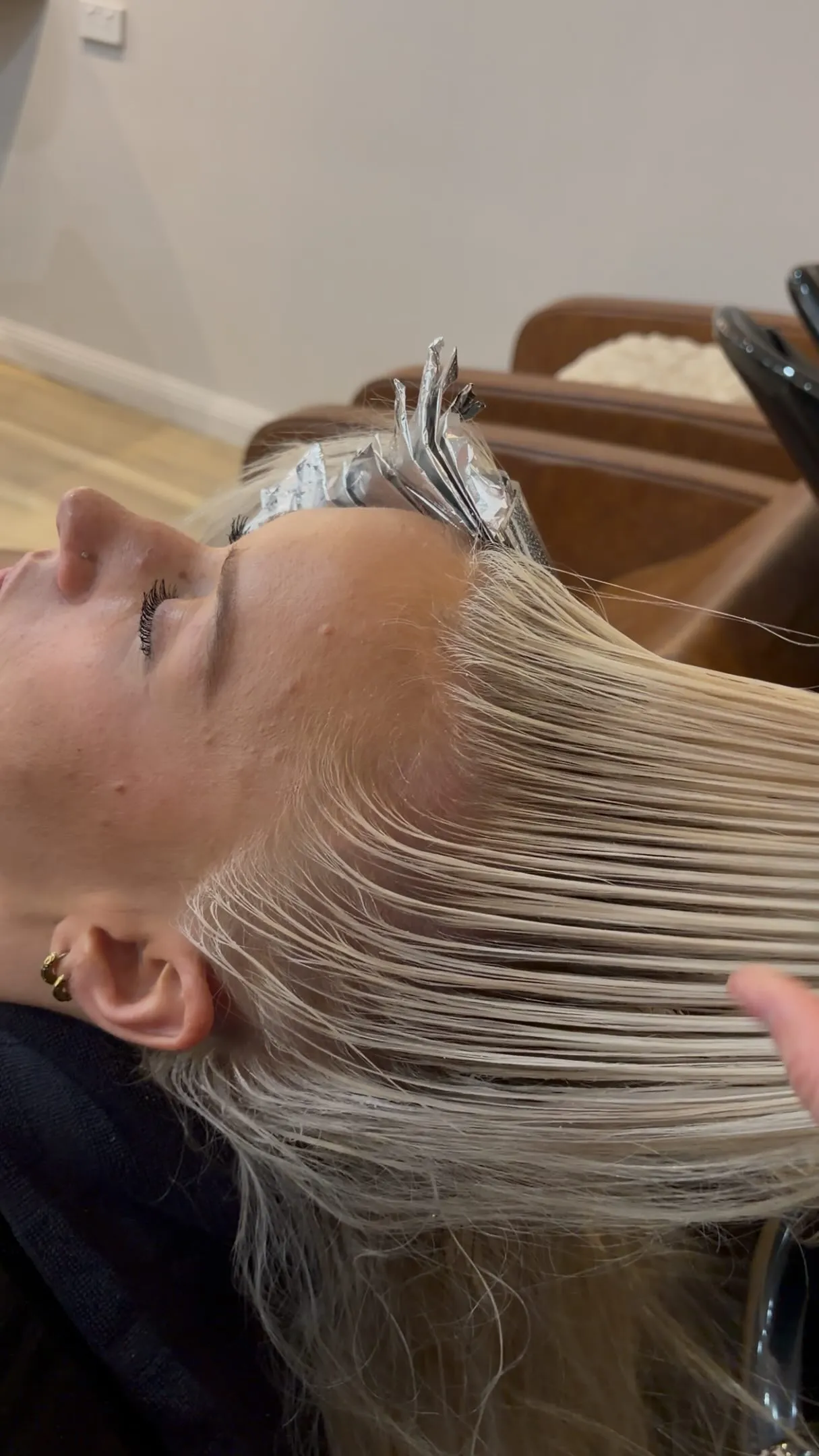 Client having a Japanese head spa scalp treatment at Runway Tamworth